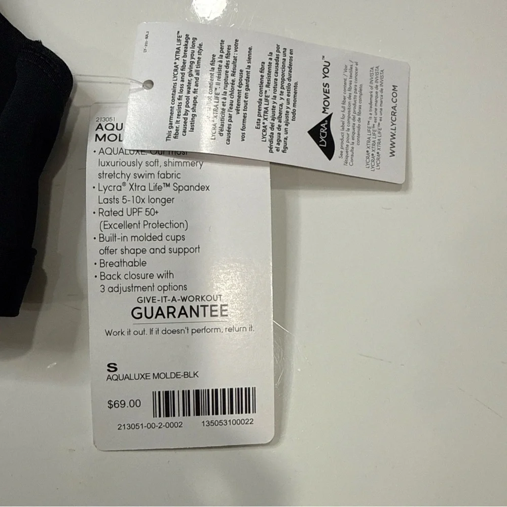 New Athleta Womens Aqualuxe Molded Cup Bikini Size S Black A020326 - Picture 3 of 4